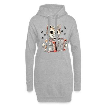 Katze spielendes Akkordeon Musiker Akkordeonist Accord - Hoodie-Kleid - Grau meliert - Vorne