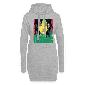 Traurige Stadt Kunst: Japanische Frau Illustration - Hoodie-Kleid - Grau meliert - Vorne