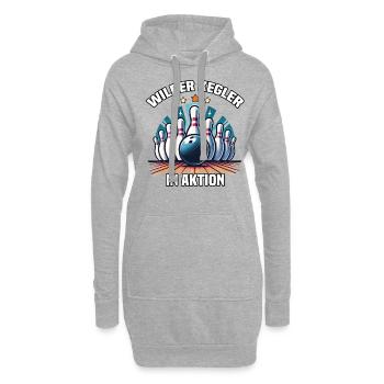 Wild Bowler en action Skittles Bowling Club Design - Sweat-shirt à capuche long Femme - gris chiné - Devant