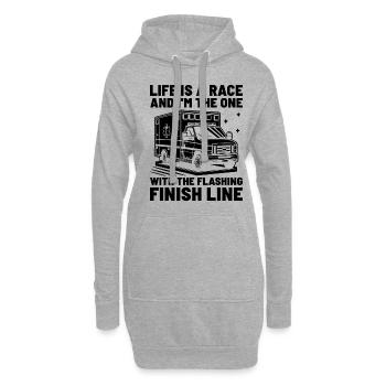 La vie est une course et je suis celui qui a le F clignotant - Sweat-shirt à capuche long Femme - gris chiné - Devant