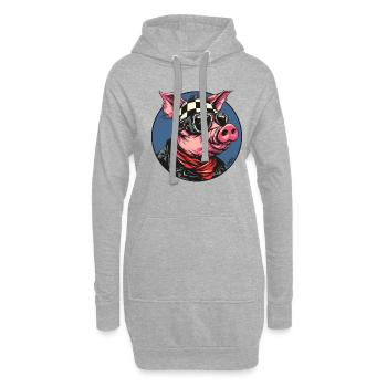 Motard Motard Motard Cochon - Sweat-shirt à capuche long Femme - gris chiné - Devant