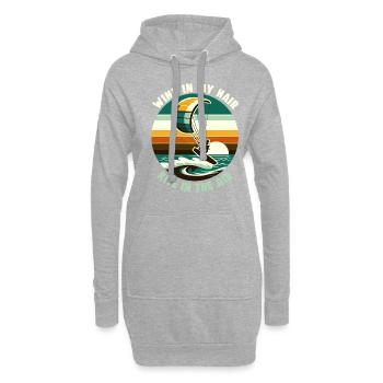 Kitesurf Du vent dans mes cheveux cerf-volant dans les airs - Sweat-shirt à capuche long Femme - gris chiné - Devant
