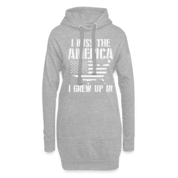 T-shirt rétro usa nostalgie - Sweat-shirt à capuche long Femme - gris chiné - Devant