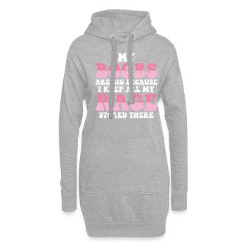 T-shirt humoristique Boob Rage - Sweat-shirt à capuche long Femme - gris chiné - Devant