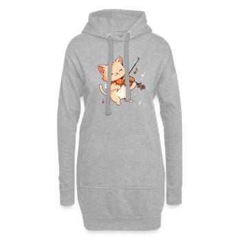 Cat playing violin instrument Violin - Hoodie-Kleid - Grau meliert - Vorne