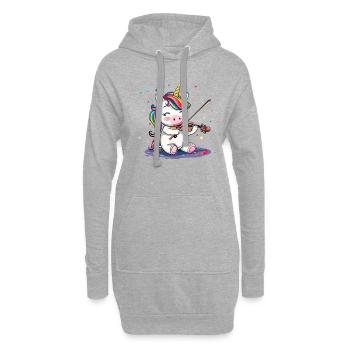 unicorn playing violin musical instrument - Hoodie-Kleid - Grau meliert - Vorne