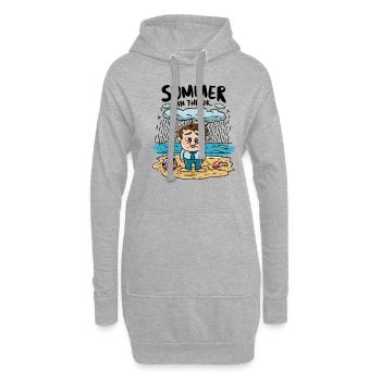 Sommer in England Wetter Regen Regnerisch Spaß - Hoodie-Kleid - Grau meliert - Vorne