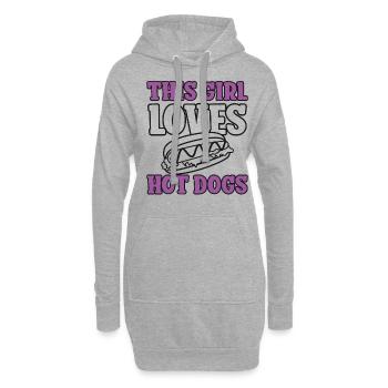 Hot Dog Adult Girl This Girl Loves - Hoodie-Kleid - Grau meliert - Vorne