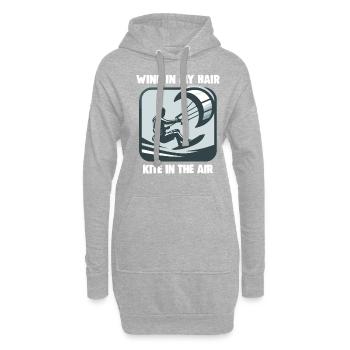 Kitesurf Vent dans mes cheveux, cerf-volant dans les airs - Sweat-shirt à capuche long Femme - gris chiné - Devant