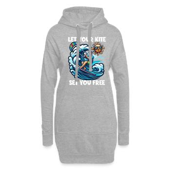 Kitesurf Laissez votre cerf-volant vous libérer Kitesurfeur - Sweat-shirt à capuche long Femme - gris chiné - Devant