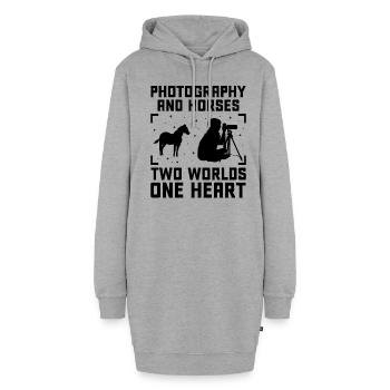 Photographie de cheval Équitation Chevaux Hobby Ph - Sweat-shirt à capuche long Femme - gris chiné - Devant