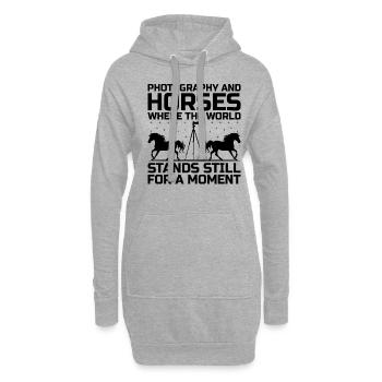 Photographie de cheval Équitation Chevaux Hobby Ph - Sweat-shirt à capuche long Femme - gris chiné - Devant