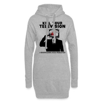 Lavage de cerveau Tuez votre télé Fake News Portest - Sweat-shirt à capuche long Femme - gris chiné - Devant