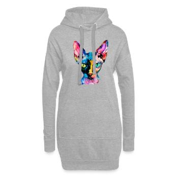 Sphynx illustration, funny sphynx cat - Hoodie-Kleid - Grau meliert - Vorne