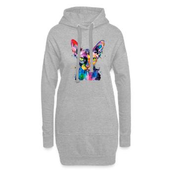 Sphynx illustration, funny sphynx cat - Hoodie-Kleid - Grau meliert - Vorne