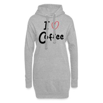 J’adore le café - Sweat-shirt à capuche long Femme - gris chiné - Devant