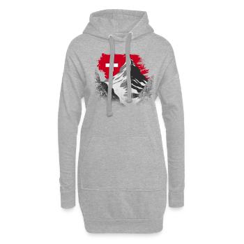 Suisse Vacances Ski Randonnée Montagne Suisse - Sweat-shirt à capuche long Femme - gris chiné - Devant