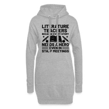 Professeur de littérature Professeur d’école Professeur drôle S - Sweat-shirt à capuche long Femme - gris chiné - Devant