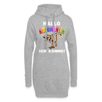 Cadeau de chambre d’enfant dinosaure Dino planche à roulettes - Sweat-shirt à capuche long Femme - gris chiné - Devant
