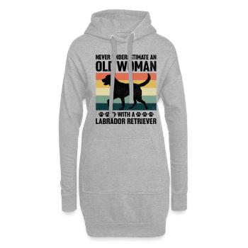 Unterschätzen Sie niemals eine alte Frau mit einem Labrador R - Hoodie-Kleid - Grau meliert - Vorne