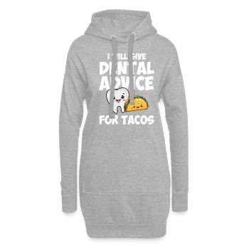 i will give dental advice for tacos, Dentist - Hoodie-Kleid - Grau meliert - Vorne