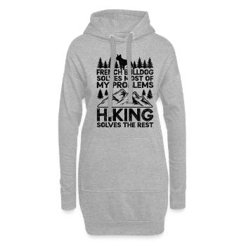 French Bulldog Solves Most Of My Problems Hiking H - Hoodie Dress - heather grey - Front