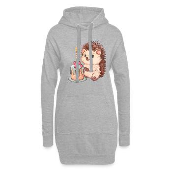 Hedgehugs Cute Hedgehog - Hoodie-Kleid - Grau meliert - Vorne