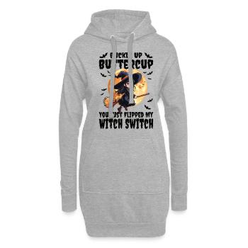 Halloween Hexen Kostüm Hexe Hexenbesen - Hoodie-Kleid - Grau meliert - Vorne