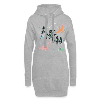 ANTON - Beau prénom de garçon avec dinosaure - Sweat-shirt à capuche long Femme - gris chiné - Devant
