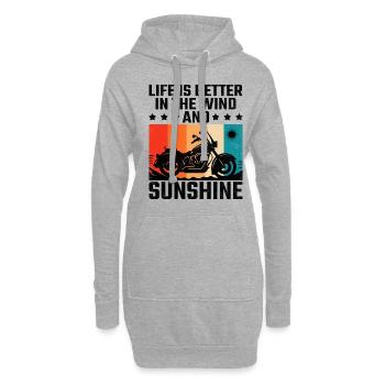 La vie est meilleure dans le vent et le soleil à moto - Sweat-shirt à capuche long Femme - gris chiné - Devant