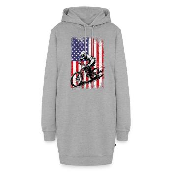 MTB biker American flag, Mountain Bike - Hoodie-Kleid - Grau meliert - Vorne