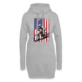 MTB biker American flag, Mountain Bike - Hoodie-Kleid - Grau meliert - Vorne