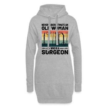 Unterschätzen Sie niemals eine alte Frau, die Chirurgin ist - Hoodie-Kleid - Grau meliert - Vorne