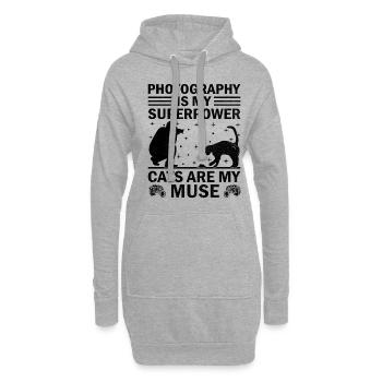 Chat Photographes Chat Amoureux Des Chats Photo - Sweat-shirt à capuche long Femme - gris chiné - Devant