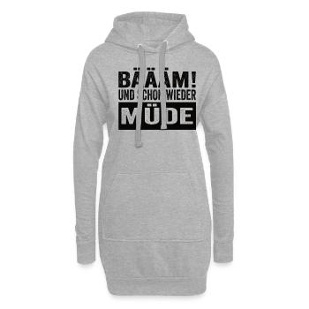 Bäääm! Und Schon Wieder Müde Schlafshirt - Hoodie-Kleid - Grau meliert - Vorne