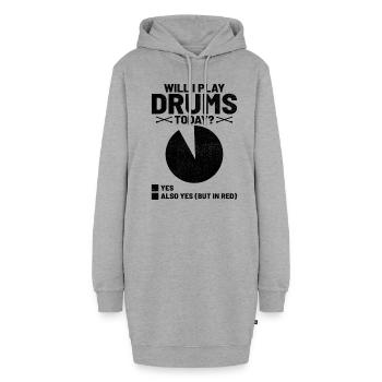 Vais-je jouer de la batterie aujourd’hui tambour tambour batteur - Sweat-shirt à capuche long Femme - gris chiné - Devant