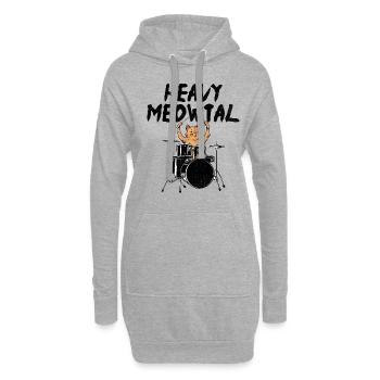 Heavy Meowtal tambour tambour batteur amoureux des chats - Sweat-shirt à capuche long Femme - gris chiné - Devant