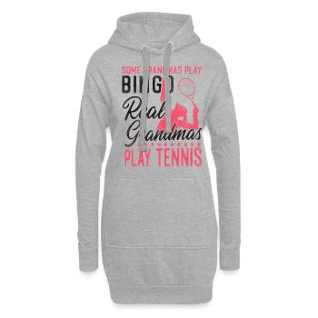 Drôle de joueur de tennis raquette grand-mère - Sweat-shirt à capuche long Femme - gris chiné - Devant