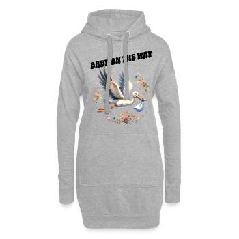 Bientôt je serai une mère, un bébé en route, une cigogne - Sweat-shirt à capuche long Femme - gris chiné - Devant