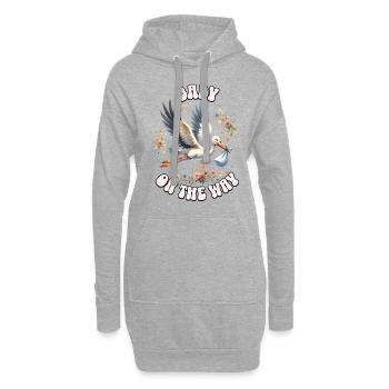 La future mère Stork apporte la belle nouvelle - Sweat-shirt à capuche long Femme - gris chiné - Devant