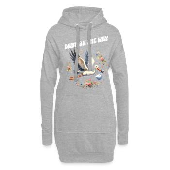 La future mère Stork apporte la belle nouvelle - Sweat-shirt à capuche long Femme - gris chiné - Devant