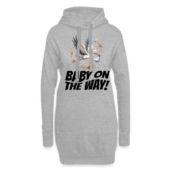 La future mère Stork apporte la belle nouvelle - Sweat-shirt à capuche long Femme - gris chiné - Devant