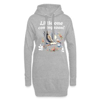 Werdende Mutter Storch bringt die schöne Nachricht - Hoodie-Kleid - Grau meliert - Vorne