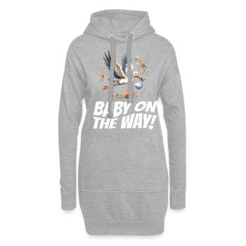 Bientôt je serai une mère, un bébé en route, une cigogne - Sweat-shirt à capuche long Femme - gris chiné - Devant