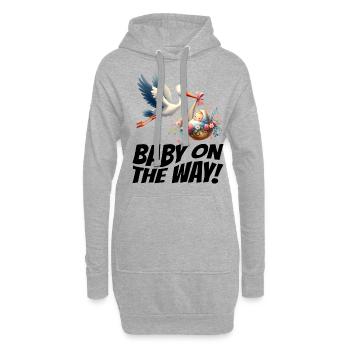 Bientôt je serai une mère, un bébé en route, une cigogne - Sweat-shirt à capuche long Femme - gris chiné - Devant