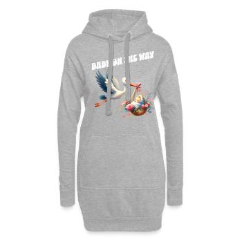 Bientôt je serai une mère, un bébé en route, une cigogne - Sweat-shirt à capuche long Femme - gris chiné - Devant