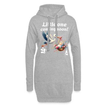 Werdende Mutter Storch bringt die schöne Nachricht - Hoodie-Kleid - Grau meliert - Vorne