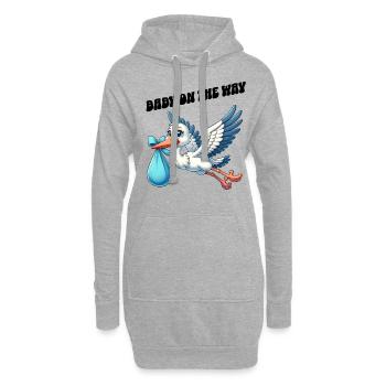 Bientôt je serai une mère, un bébé en route, une cigogne - Sweat-shirt à capuche long Femme - gris chiné - Devant