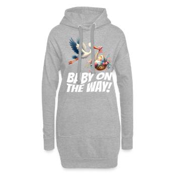 Bientôt je serai une mère, un bébé en route, une cigogne - Sweat-shirt à capuche long Femme - gris chiné - Devant