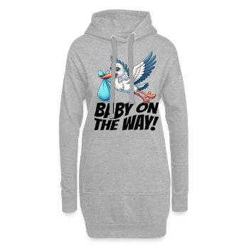 Bientôt je serai une mère, un bébé en route, une cigogne - Sweat-shirt à capuche long Femme - gris chiné - Devant